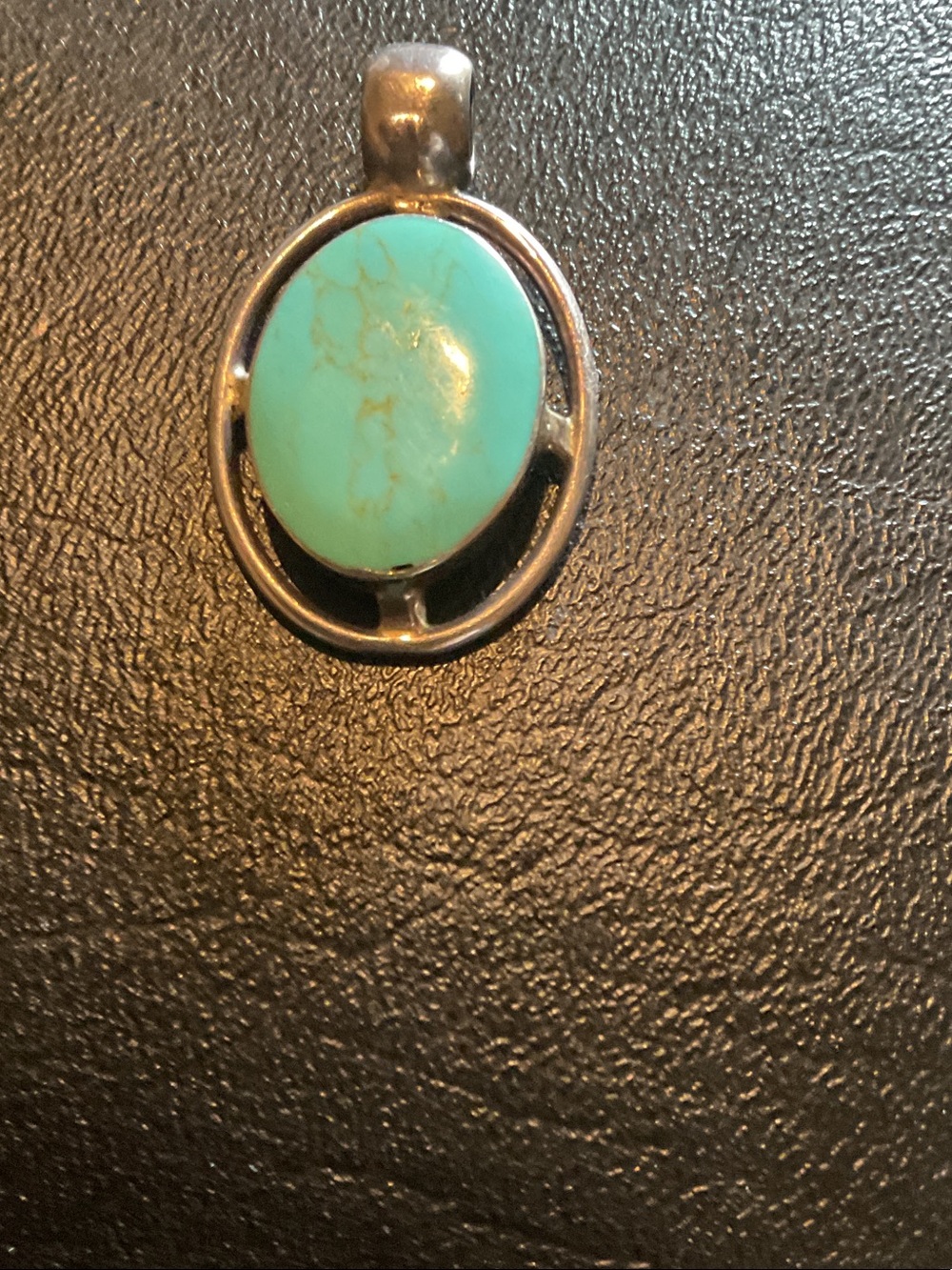 Vintage Mexican Sterling silver 925 pendant , Robins blue turquoise. Signed.